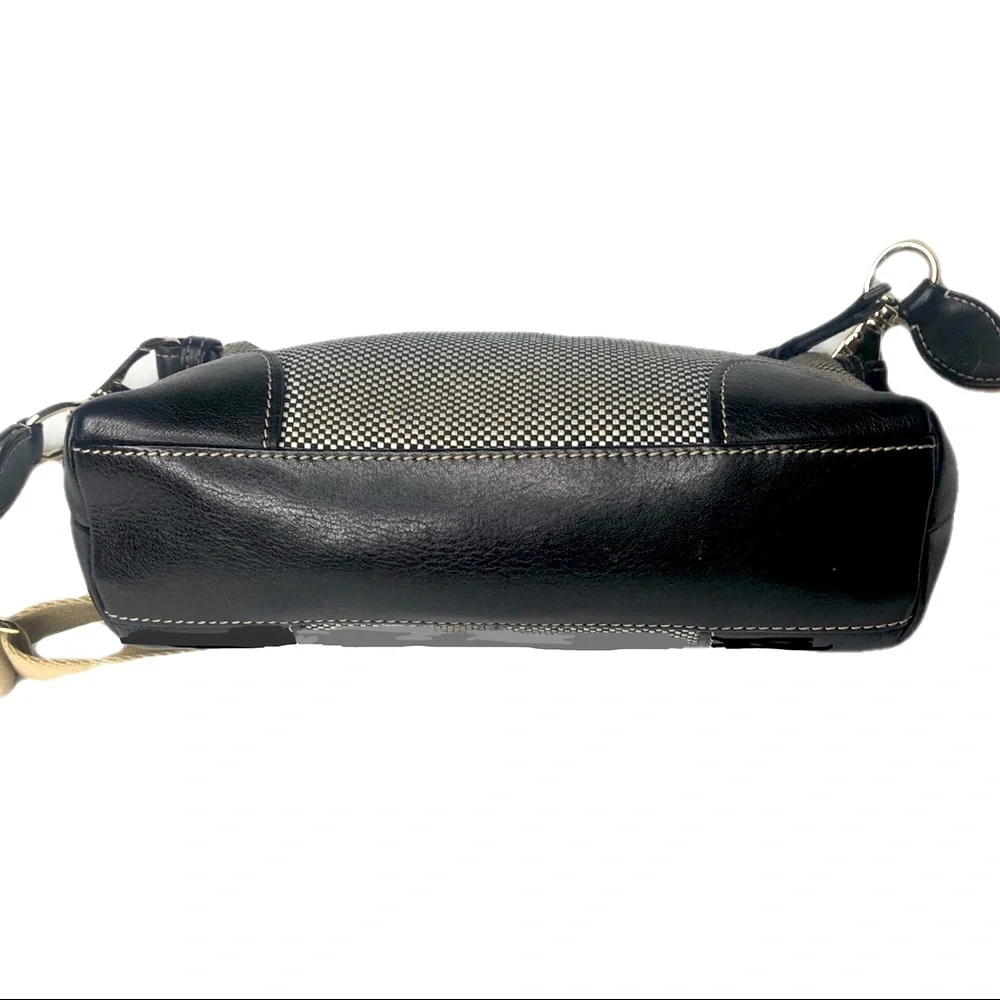 Dooney & Bourke Travel Tweed/Black Leather Cross Body Shoulder Bag